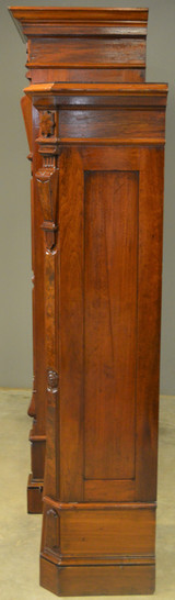 SOLD Antique Victorian Triple Door Burl Walnut Bookcase
