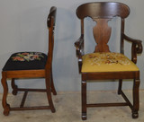 SOLD Set of 7 Empire Needlepoint Dining Chairs