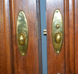 SOLD Mahogany Bevel Oval Leaded Doors Double Doorway