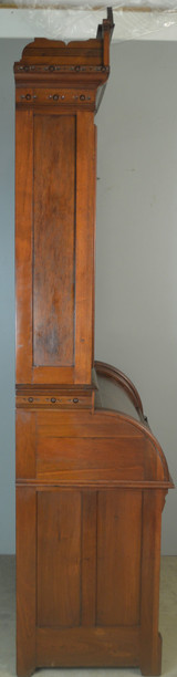 SOLD Victorian Eastlake Heavily Carved Cylinder Secretary Desk