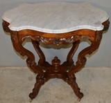 SOLD Victorian Carved Rosewood Shapley Marble Top Parlor Stand