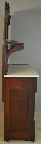 SOLD  Victorian Burl Walnut Unusual Marble Top Server