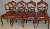 SOLD Set of 8 French Carved Victorian Dining Chairs with Leather Seats