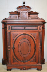 SOLD Antique Bar, Antique Victorian Burl Walnut Incise Carved Credenza