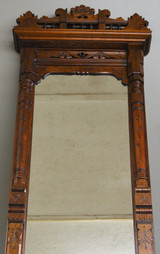 SOLD Victorian Carved Burl Walnut Extremely Fancy Marble Pier Mirror