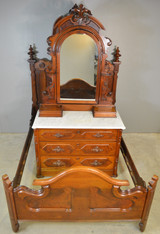 SOLD Antique Bedroom Set, Antique Victorian Burl Walnut Marble Top Bed Set – Jenny Lind