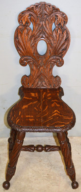 SOLD Victorian Heavily Carved Oak Ladies Desk Chair