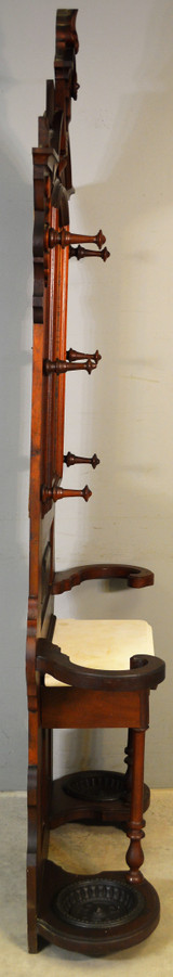 SOLD Victorian Marble Top Burl Walnut Hall Tree – Civil War Era