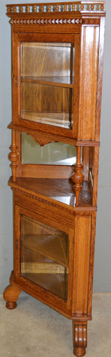 SOLD Victorian Oak Dainty Corner China Closet