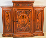 SOLD Antique Bar, Antique Victorian Burl Walnut Marble Top Credenza