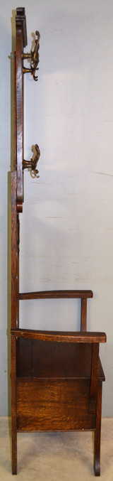 SOLD Antique Oak Carved Hall Tree