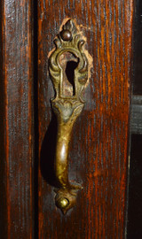 SOLD Antique Victorian Oak Corner China Cabinet or China Closet w/ Barley Twist Posts