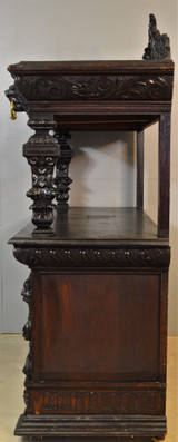SOLD Carved Multi-Face Oak Sideboard with Griffins