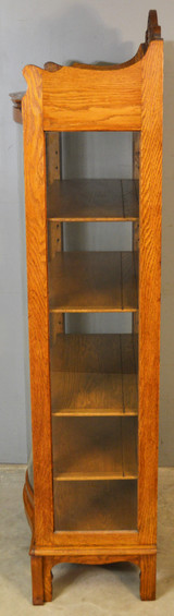 SOLD Victorian Oak Serpentine Glass China Closet Cabinet