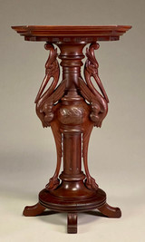 SOLD Aesthetic Movement Carved Walnut & Cherry Heron Figural Pedestal