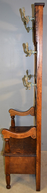 Antique Hall Tree, Antique Large Carved Oak Hall Tree #21113