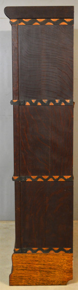 SOLD Oak Leaded Glass Door Sectional Bookcase by Globe