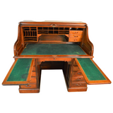 SOLD Antique Victorian Raised Panel Walnut Roll Top Desk – Carved Pulls - Boston