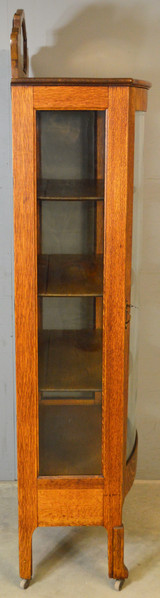 SOLD Antique China Closet, Antique Oak Curved Door China Cabinet by Larkin