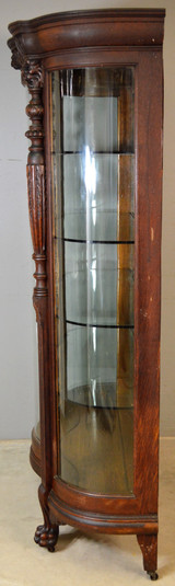 SOLD Antique China Cabinet, Antique Heavily Carved Lion Head China Closet – ATTR to Horner #21145