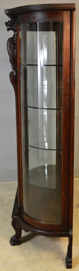 SOLD Antique China Closet, Victorian Oak China Cabinet Griffin & Claw Foot