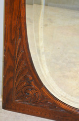 SOLD Antique Oak Wall Mirror, Victorian Oak Bevel Glass Mirror