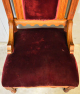 SOLD Antique Throne Chairs, Pair of Oak Victorian Parlor Chairs #21253