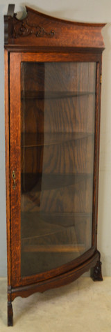 SOLD Antique Corner China Closet, Victorian Oak Curio Cabinet