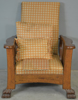 SOLD Antique Morris Chair, Oak Claw Foot Reclining Chair