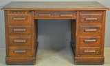 SOLD Antique Banker's Desk, Victorian Oak Raised Panel Lawyer’s Desk 54 inches