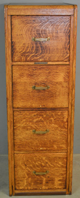 SOLD Antique File Cabinet, Oak Four Drawer Office Furniture
