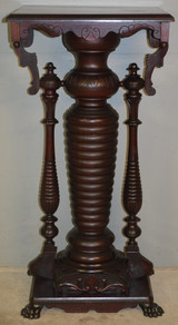 SOLD Antique Victorian Claw Foot Carved Plant Pedestal Tribute to Hunzinger
