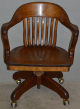SOLD Antique Desk Chair, Mahogany Lawyers Swivel Tilt Bankers Office Chair