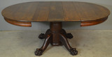 SOLD Antique Dining Table, Round Oak Claw Foot Dining Room Table with 3 Leaves