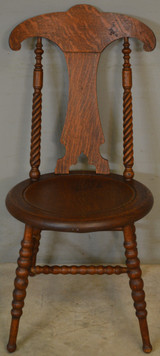 SOLD Antique Desk Chair, Victorian Oak Barley Twist Vanity Chair #21431