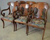 SOLD Antique Empire Dining Chairs,  Set of 6 in Mahogany – Twin Arms
