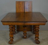 SOLD Antique Dining Room Table, Square Oak Claw Foot Dining Table w/2 Leaves