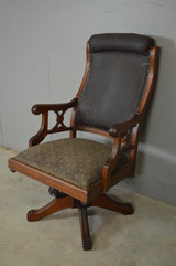 SOLD Antique Victorian Walnut Extra Tall Swivel Tilt Lawyers Office Chair