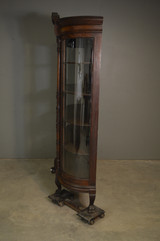 SOLD Antique China Closet, Large Oak with Curved and Serpentine Glass