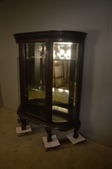 Antique China Cabinet, Curved Glass Oak #21578