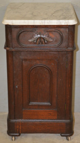 SOLD Antique Marble Top Nightstand, Victorian Half Commode