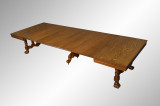 SOLD Victorian Oak Banquet Dining Conference Table w/ 8 Leaves OPENS- 12.5 Feet