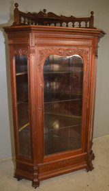 SOLD Antique Corner China Cabinet in Solid Black Walnut