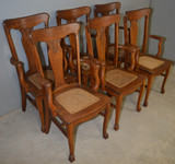 SOLD Antique Dining Room Arm Chairs, Set of 6 Victorian Press Back, Oak - Rare