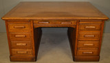SOLD Antique Victorian Oak Raised Panel Partner’s Desk