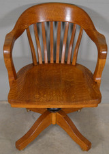 SOLD Antique Oak Lawyers Bankers Office Chair Tilt & Swivel