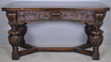 SOLD Antique Excessively Carved Computer Table, Oak Draw Leaf Table