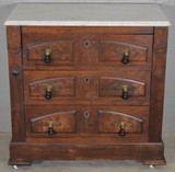 SOLD Antique Victorian Marble Top Burl Walnut Bachelor Chest