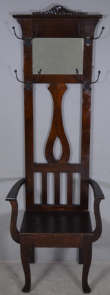 SOLD Antique Oak Larkin Hall Tree Bevel Mirror