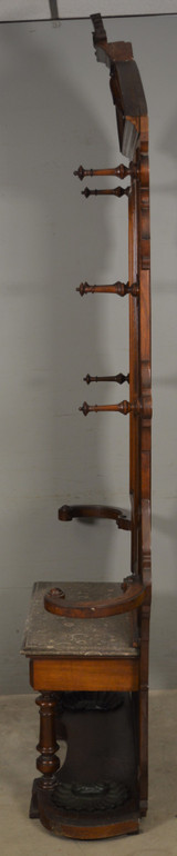SOLD Antique Victorian Burl Walnut Marble Hall Tree